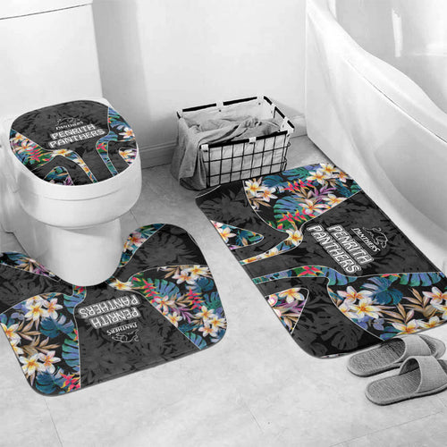 Penrith Panthers Bathroom Set Tropical Hibiscus Floral Pattern With Black And Grey Accents