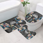 Penrith Panthers Bathroom Set Tropical Hibiscus Floral Pattern With Black And Grey Accents