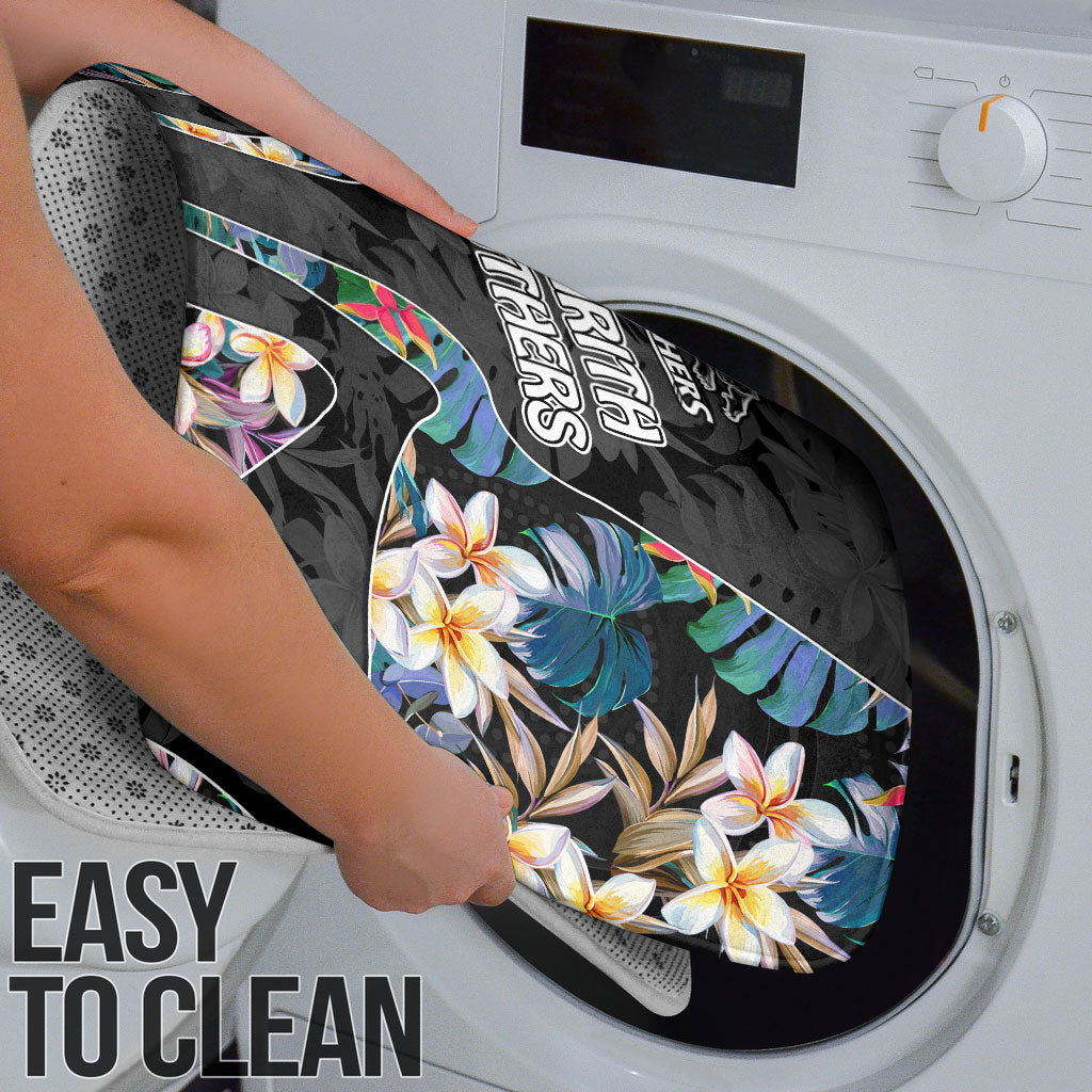 Penrith Panthers Bathroom Set Tropical Hibiscus Floral Pattern With Black And Grey Accents