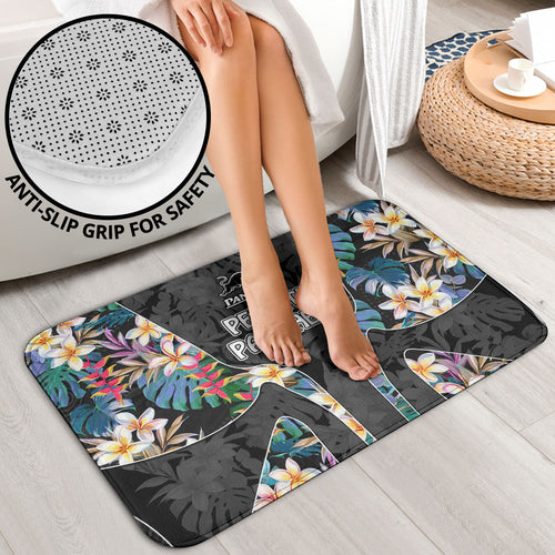 Penrith Panthers Bathroom Set Tropical Hibiscus Floral Pattern With Black And Grey Accents