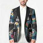 Penrith Panthers Blazer Tropical Hibiscus Floral Pattern With Black And Grey Accents