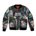 Penrith Panthers Bomber Jacket Tropical Hibiscus Floral Pattern With Black And Grey Accents