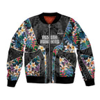 Penrith Panthers Bomber Jacket Tropical Hibiscus Floral Pattern With Black And Grey Accents