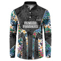 Penrith Panthers Button Sweatshirt Tropical Hibiscus Floral Pattern With Black And Grey Accents