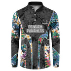 Penrith Panthers Button Sweatshirt Tropical Hibiscus Floral Pattern With Black And Grey Accents