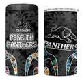 Penrith Panthers 4 in 1 Can Cooler Tumbler Tropical Hibiscus Floral Pattern With Black And Grey Accents
