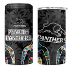 Penrith Panthers 4 in 1 Can Cooler Tumbler Tropical Hibiscus Floral Pattern With Black And Grey Accents