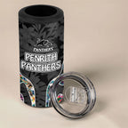 Penrith Panthers 4 in 1 Can Cooler Tumbler Tropical Hibiscus Floral Pattern With Black And Grey Accents