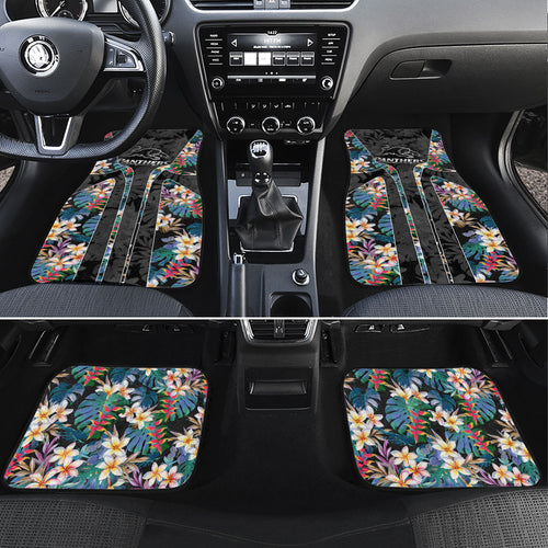 Penrith Panthers Car Mats Tropical Hibiscus Floral Pattern With Black And Grey Accents