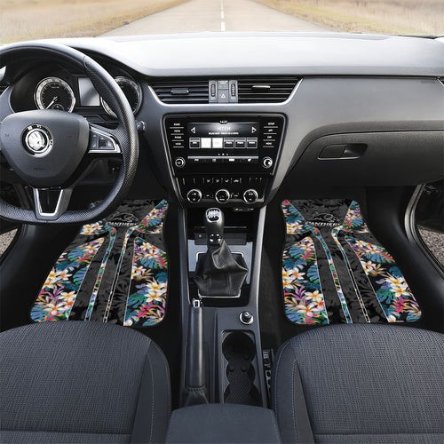Penrith Panthers Car Mats Tropical Hibiscus Floral Pattern With Black And Grey Accents