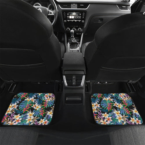 Penrith Panthers Car Mats Tropical Hibiscus Floral Pattern With Black And Grey Accents