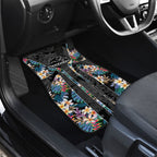Penrith Panthers Car Mats Tropical Hibiscus Floral Pattern With Black And Grey Accents