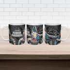 Penrith Panthers Ceramic Mug Tropical Hibiscus Floral Pattern With Black And Grey Accents