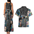 Penrith Panthers Couples Matching Tank Maxi Dress and Hawaiian Shirt Tropical Hibiscus Floral Pattern With Black And Grey Accents