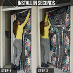 Penrith Panthers Door Cover Tropical Hibiscus Floral Pattern With Black And Grey Accents