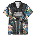 Penrith Panthers Family Matching Off Shoulder Maxi Dress and Hawaiian Shirt Tropical Hibiscus Floral Pattern With Black And Grey Accents