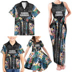 Penrith Panthers Family Matching Tank Maxi Dress and Hawaiian Shirt Tropical Hibiscus Floral Pattern With Black And Grey Accents