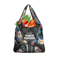 Penrith Panthers Grocery Bag Tropical Hibiscus Floral Pattern With Black And Grey Accents