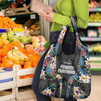 Penrith Panthers Grocery Bag Tropical Hibiscus Floral Pattern With Black And Grey Accents