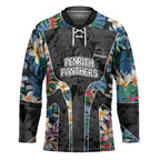 Penrith Panthers Hockey Jersey Tropical Hibiscus Floral Pattern With Black And Grey Accents