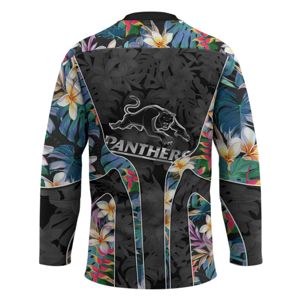 Penrith Panthers Hockey Jersey Tropical Hibiscus Floral Pattern With Black And Grey Accents
