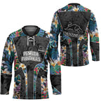 Penrith Panthers Hockey Jersey Tropical Hibiscus Floral Pattern With Black And Grey Accents