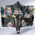 Penrith Panthers Hooded Blanket Tropical Hibiscus Floral Pattern With Black And Grey Accents