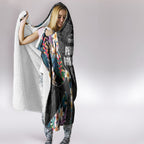Penrith Panthers Hooded Blanket Tropical Hibiscus Floral Pattern With Black And Grey Accents