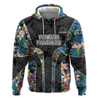 Penrith Panthers Hoodie Tropical Hibiscus Floral Pattern With Black And Grey Accents