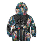 Penrith Panthers Kid Hoodie Tropical Hibiscus Floral Pattern With Black And Grey Accents