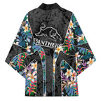 Penrith Panthers Kimono Tropical Hibiscus Floral Pattern With Black And Grey Accents