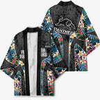 Penrith Panthers Kimono Tropical Hibiscus Floral Pattern With Black And Grey Accents