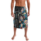 Penrith Panthers Lavalava Tropical Hibiscus Floral Pattern With Black And Grey Accents