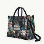 Penrith Panthers Leather Bag Tropical Hibiscus Floral Pattern With Black And Grey Accents
