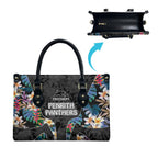 Penrith Panthers Leather Bag Tropical Hibiscus Floral Pattern With Black And Grey Accents