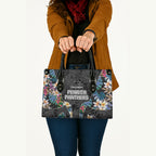 Penrith Panthers Leather Bag Tropical Hibiscus Floral Pattern With Black And Grey Accents