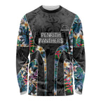 Penrith Panthers Long Sleeve Shirt Tropical Hibiscus Floral Pattern With Black And Grey Accents