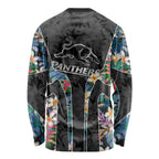 Penrith Panthers Long Sleeve Shirt Tropical Hibiscus Floral Pattern With Black And Grey Accents