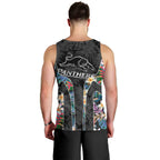 Penrith Panthers Men Tank Top Tropical Hibiscus Floral Pattern With Black And Grey Accents