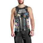 Penrith Panthers Men Tank Top Tropical Hibiscus Floral Pattern With Black And Grey Accents