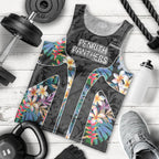 Penrith Panthers Men Tank Top Tropical Hibiscus Floral Pattern With Black And Grey Accents