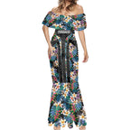 Penrith Panthers Mermaid Dress Tropical Hibiscus Floral Pattern With Black And Grey Accents