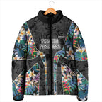Penrith Panthers Padded Jacket Tropical Hibiscus Floral Pattern With Black And Grey Accents
