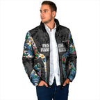 Penrith Panthers Padded Jacket Tropical Hibiscus Floral Pattern With Black And Grey Accents