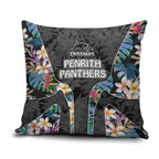 Penrith Panthers Pillow Cover Tropical Hibiscus Floral Pattern With Black And Grey Accents