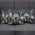 Penrith Panthers Pillow Cover Tropical Hibiscus Floral Pattern With Black And Grey Accents