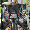 Penrith Panthers Quilt Tropical Hibiscus Floral Pattern With Black And Grey Accents