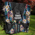 Penrith Panthers Quilt Tropical Hibiscus Floral Pattern With Black And Grey Accents