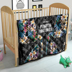 Penrith Panthers Quilt Tropical Hibiscus Floral Pattern With Black And Grey Accents
