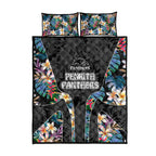 Penrith Panthers Quilt Bed Set Tropical Hibiscus Floral Pattern With Black And Grey Accents